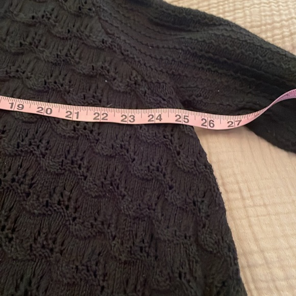 🍀 Vintage Lucky Brand cotton crochet cardigan w/shark bite hem & shawl collar - Picture 6 of 8